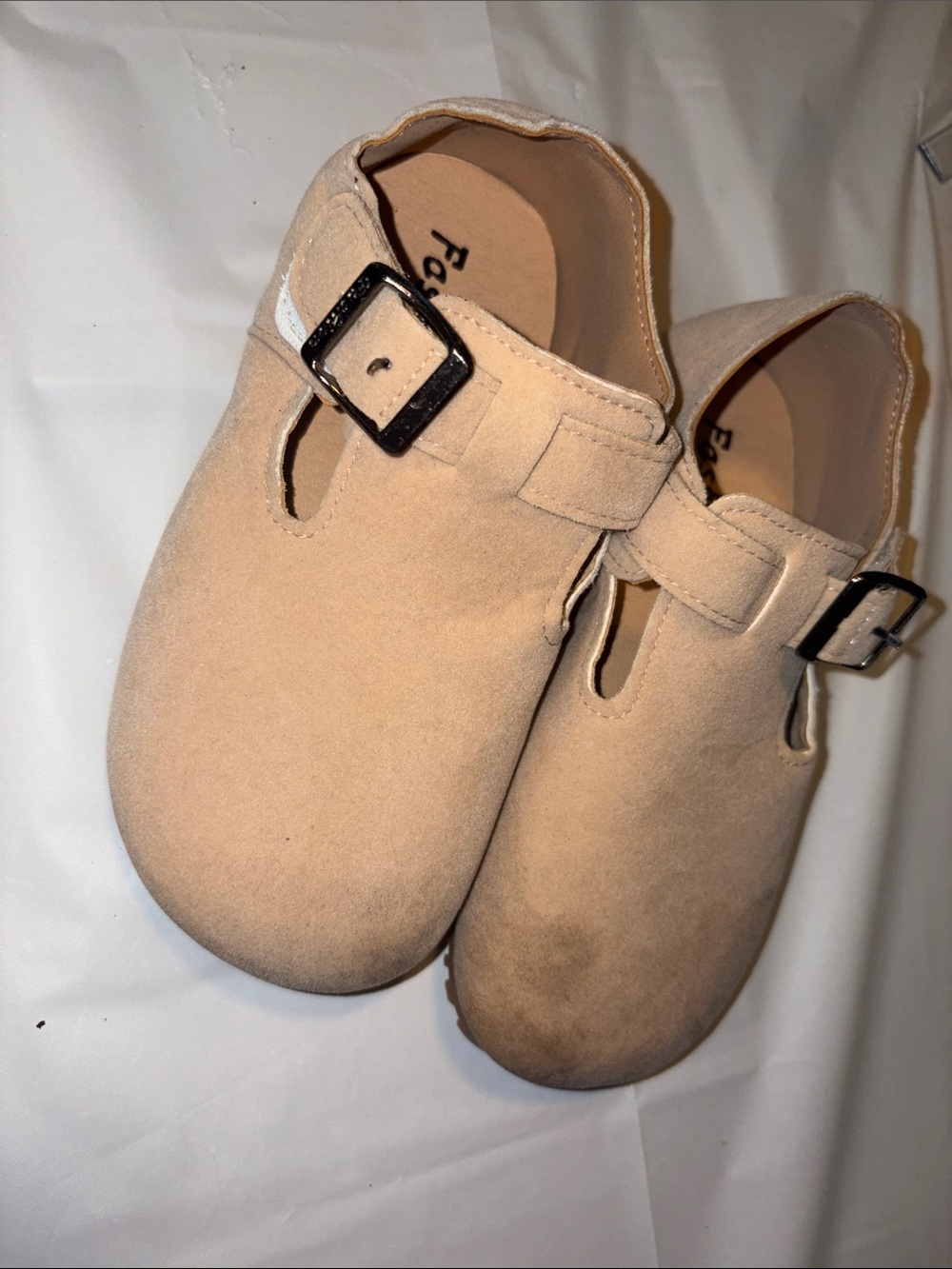 Kids Beige Suede Mary Jane Shoes with Buckle